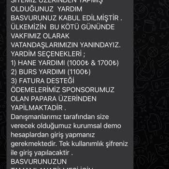 Miraç Vakfı Yardım Başvurusu Sorunu
