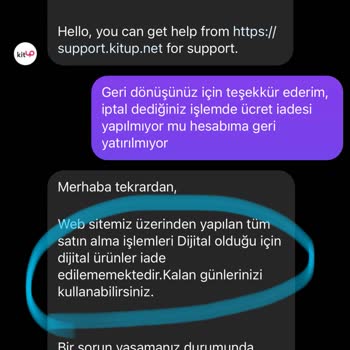 Kitup İade Yapılamaz Dedi