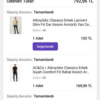 Altınyıldız Classics Eksik Ürün Bedenler Uyumsuz