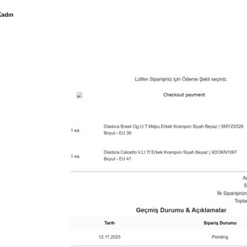 Diadora Türkiye Outlet Siparişlerim Gönderilmedi