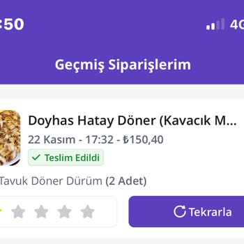 Doynas Hatay Dürüm Siparişim Gelmediği Halde Teslim Edildi Görünüyor