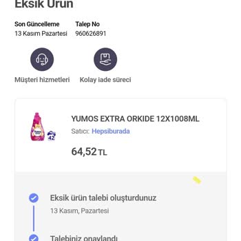 Hepsiburada Satın Alınan Ürün Eksik Gönderildi