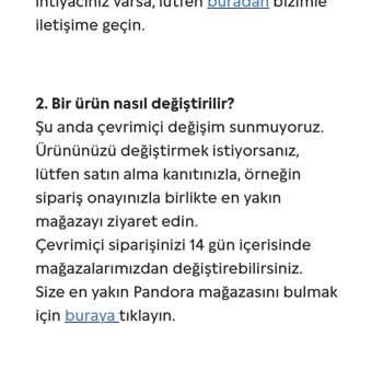Pandora Mücevher Pandora Değişim Mağduriyeti