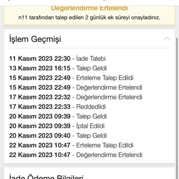 N11 İade Kabul Etmiyor