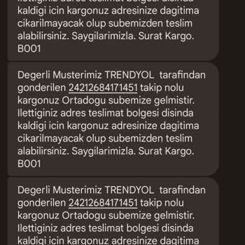 Sürat Kargo Adrese Ürün Teslim Etmiyor.