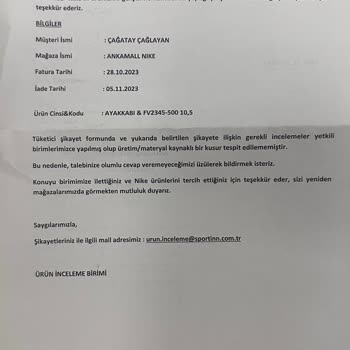 Nike Marka LEBRON21 Basketbol Ayakkabısının Ayıplı Mal İade Alınmaması