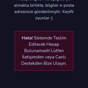 Minecraftbayi.com Elmas Paketi Teslim Edilmedi ve Hata Verdi