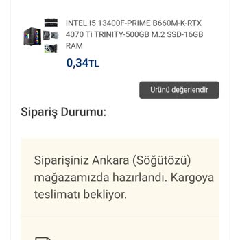 Vatan Bilgisayar Vatan OEM Hazır Sistem Siparişim Tarafıma Ulaşmıyor.