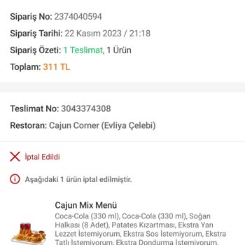 Trendyol. Yemek Şikayet