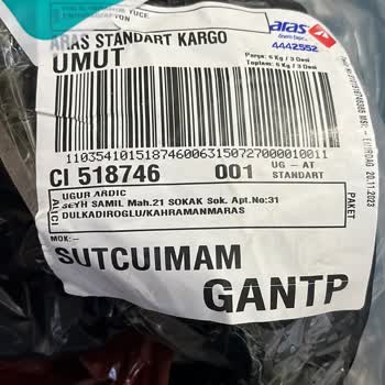 Aras Kargo Malzeme Eksikliği İçinden Alınmış Malzeme