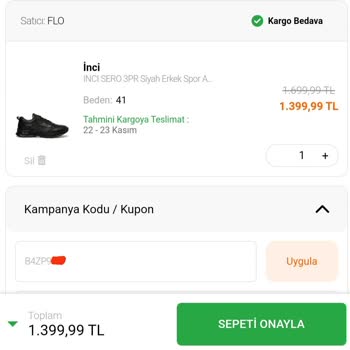 FLO Ayakkabı FLO Yanlış Kargo Ve Kupon Kodu Hatası
