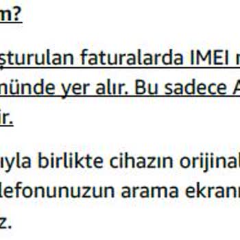 Amazon IMEI Numarasını Faturaya İşlemiyor. Vergi İadesi Alamıyoruz.