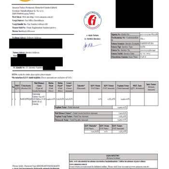 Amazon IMEI Numarasını Faturaya İşlemiyor. Vergi İadesi Alamıyoruz.