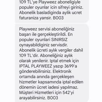 Playweez Haksız Abonelik Ücreti