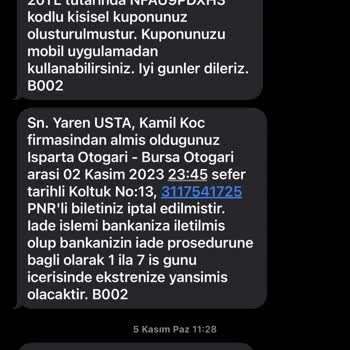 Kamil Koç Para Geri İadesi