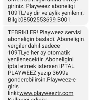 Playweez Haksız Abonelik Ücreti