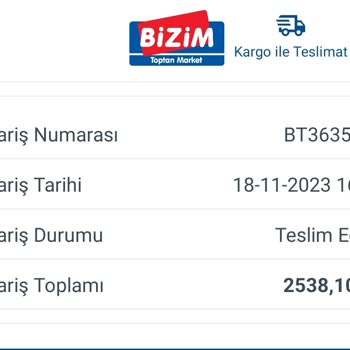 Bizim Toptan Satış Mağazaları Bizim Marketten Yaptığım Alışveriş Ürünlerim Eksik Geldi