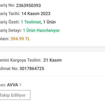 Avva Kargoya Verilmeyen Ürün
