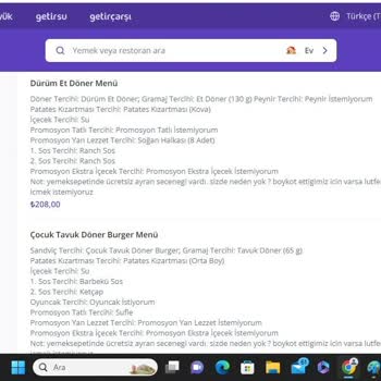 Getir Yemek Verdiğim Siparişi Hem Yanlış Hem Eksik Getirdi.