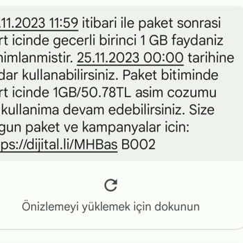 Turkcell Paket Aşımı 1 GB