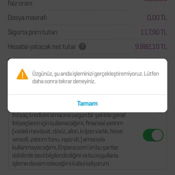 Enpara Cep Şube Hatası
