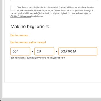 Dyson Ürünlerimde ''Bu Seri Numarası Zaten Mevcut'' Uyarısı!
