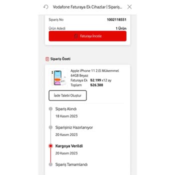 Vodafone Cihaz Alımı Ve Kargoyla Gelmemesi