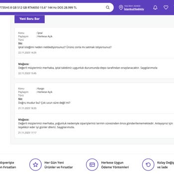 Selpak Önceki Şikayetim Hakkında