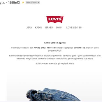 Levi's Kot Beden Değişimi Talebim Görmezden Gelinerek Yapılmadı