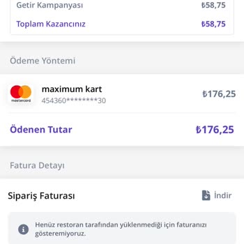 GetirYemek Yemek Siparişlerinde Malı Fiş Getirilmemesi