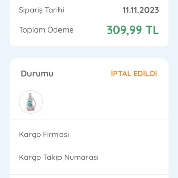 Siparişin Ebebek Tarafından İptal Edilmesi
