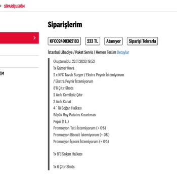 KFC Siparişin Gelmemesi ve Muhatap Bulunamaması