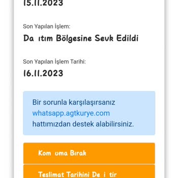 Gratis Kolim Halen AGT Kurye Tarafından Teslim Edilmedi