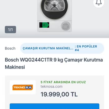 Teknosa Kurutma Makinesi Fiyat Güncellemesi