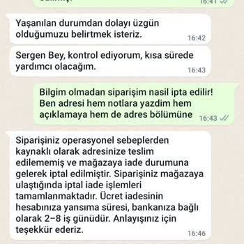 A101 101 Kapıda Uygulaması Bilgim Olmadan Siparişimi İptal Etti