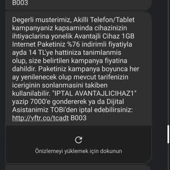 Vodafone Bilgi Verilmeden İptal Edilen Sipariş H. K.