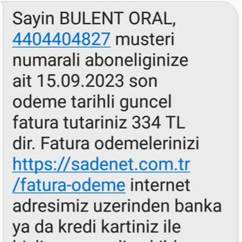 Türk Telekom Sade Net Ev İnternet Faturası