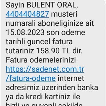 Türk Telekom Sade Net Ev İnternet Faturası