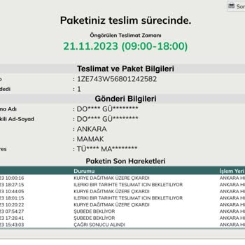 UPS Türkiye 3 Gündür Gelmeyen Kargo