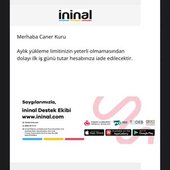 İninal Para İadesi Yapmadı.
