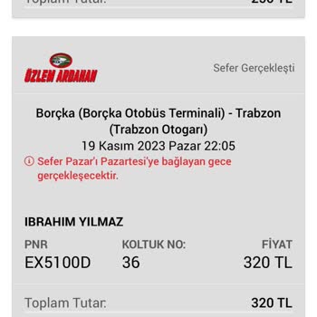 Yeşil Artvin Ekspres Sefere Alınmama Ve Mağduriyet