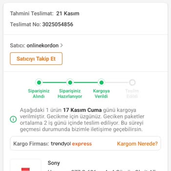 Trendyol Express Ürünümün Teslim Tarihi Geçti Tarafıma Ulaşmadı