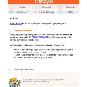Trendyol Meydan Şube Sorumsuzluğu