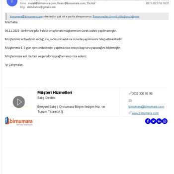 Birnumara.com Ürünün Gönderilmemesi, Ücretin İade Edilmemesi.
