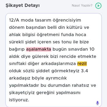 Milli Eğitim Bakanlığı (MEB) Hocadan Sözlü Şiddet Ve Aşağılama