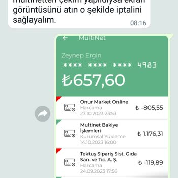 Onur Market Para İadesi Yapılmadı