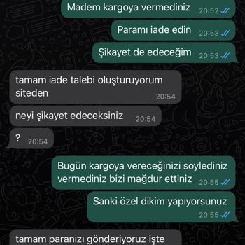 Terziayhan Classics Ürünün Söylenen Tarihte Kargoya Verilmemesi