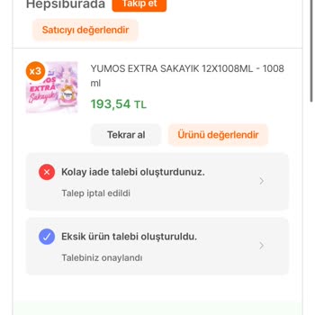 Hepsiburada'nın Eksik Ürün Göndermesi