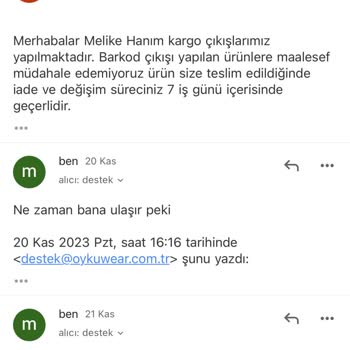 Oyku Wear Ürünü Göndermediler Para İadesi De Yok Ulaşılamıyor