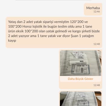 Yataş Eksik Yatak Teslimatı